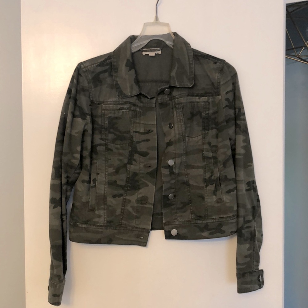 LOFT Olive Green Camo Denim Jacket (XS)